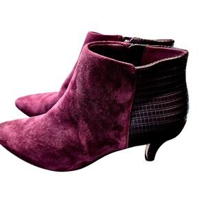Clarks 6 Women's Maroon Snake Skin Short Heeled Ankle Boot Shoe